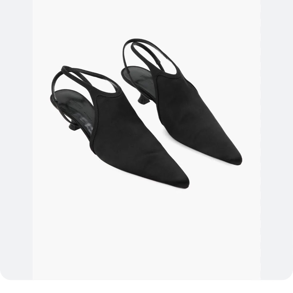 KHAITE Designer Lafayette Satin SlingBack PointedToe Kitten Heel. Retail for$850